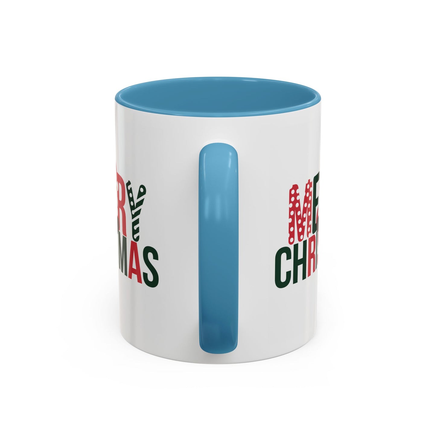 Christmas Mug - Merry Christmas Green & Red Text Santa