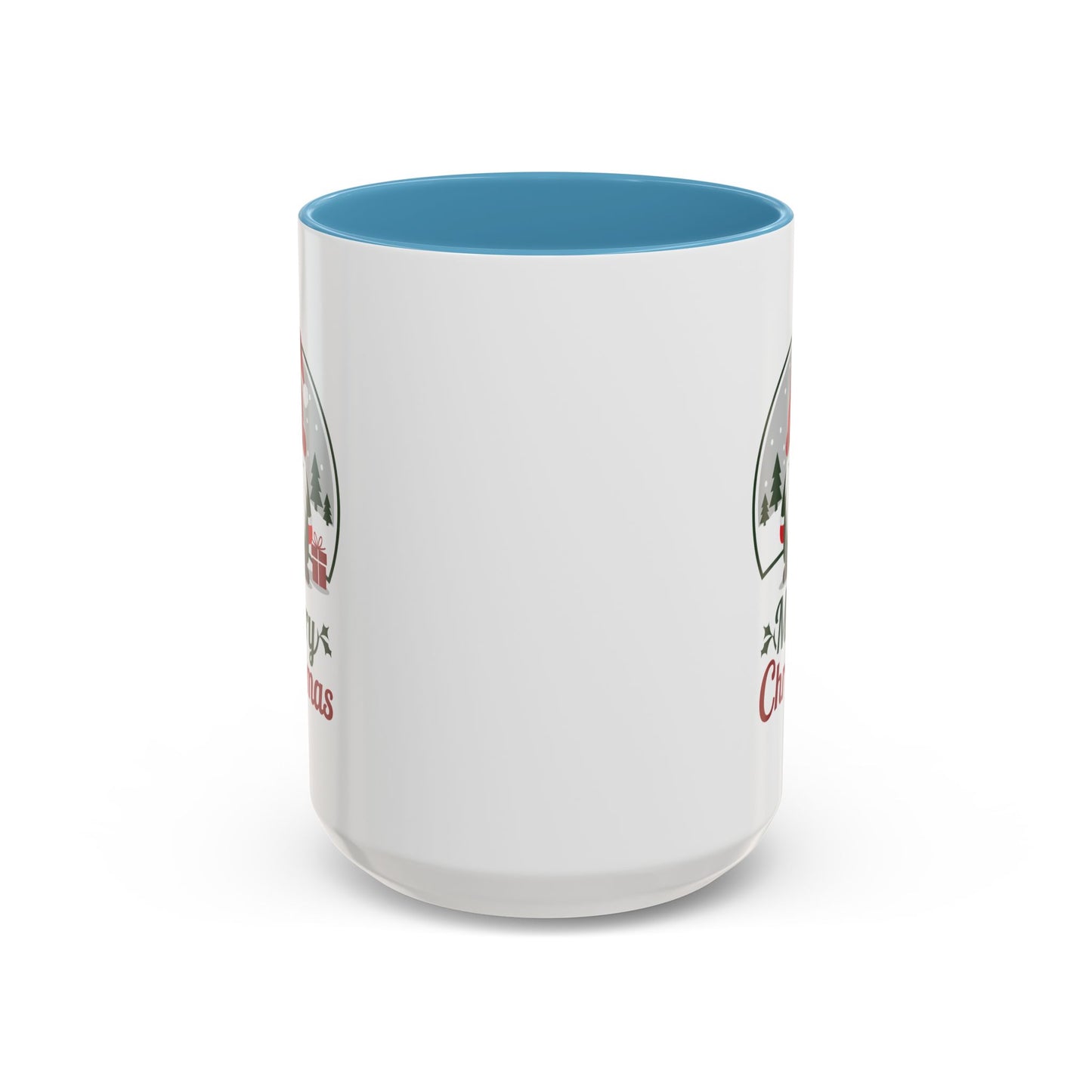 Christmas Mug - Merry Christmas Green & Red Text Gnome Present Trees