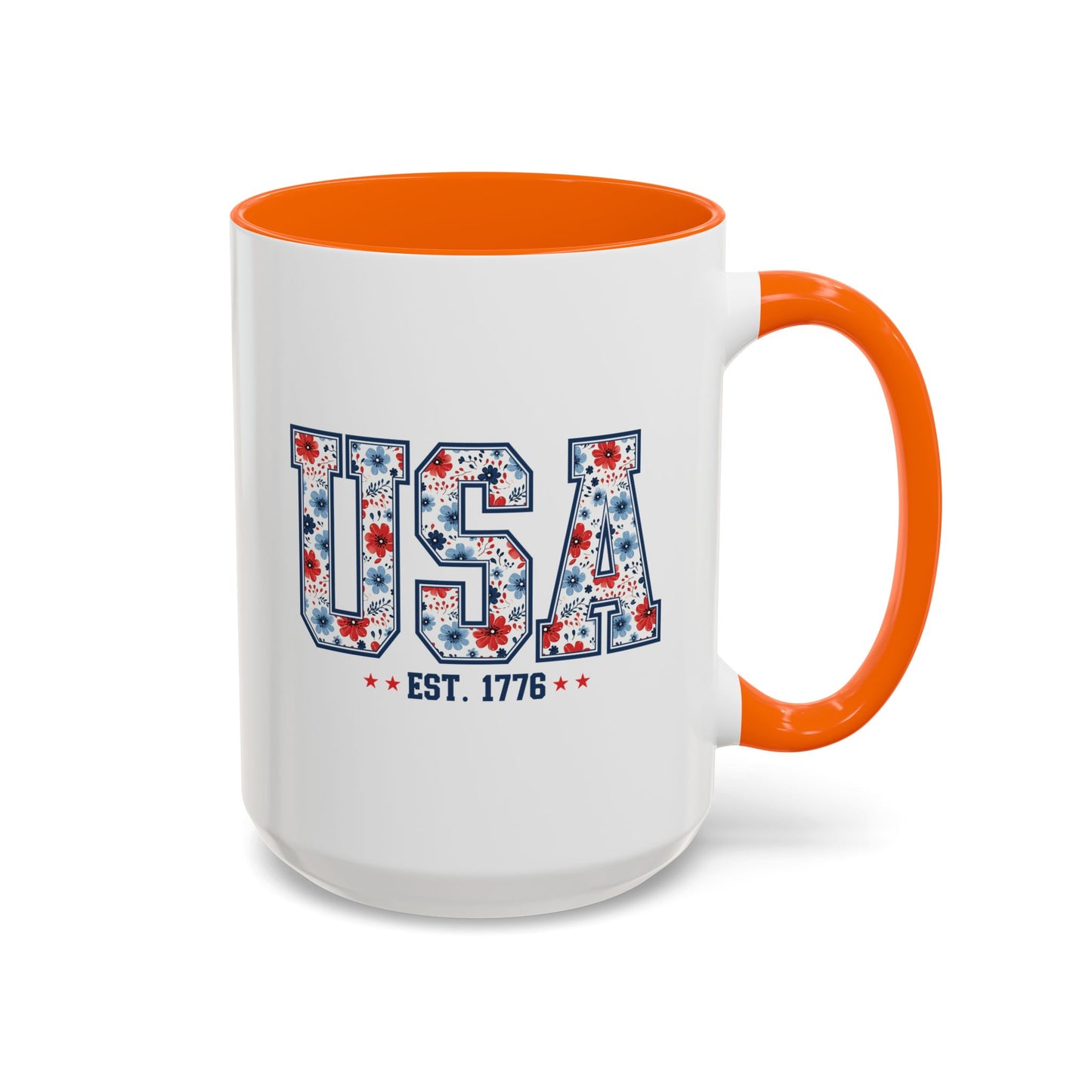 4th of July Mug - USA EST 1776 Floral