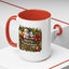 Christmas Mug - Merry Christmas Cream Text Santa Ok Light Bow Ornaments