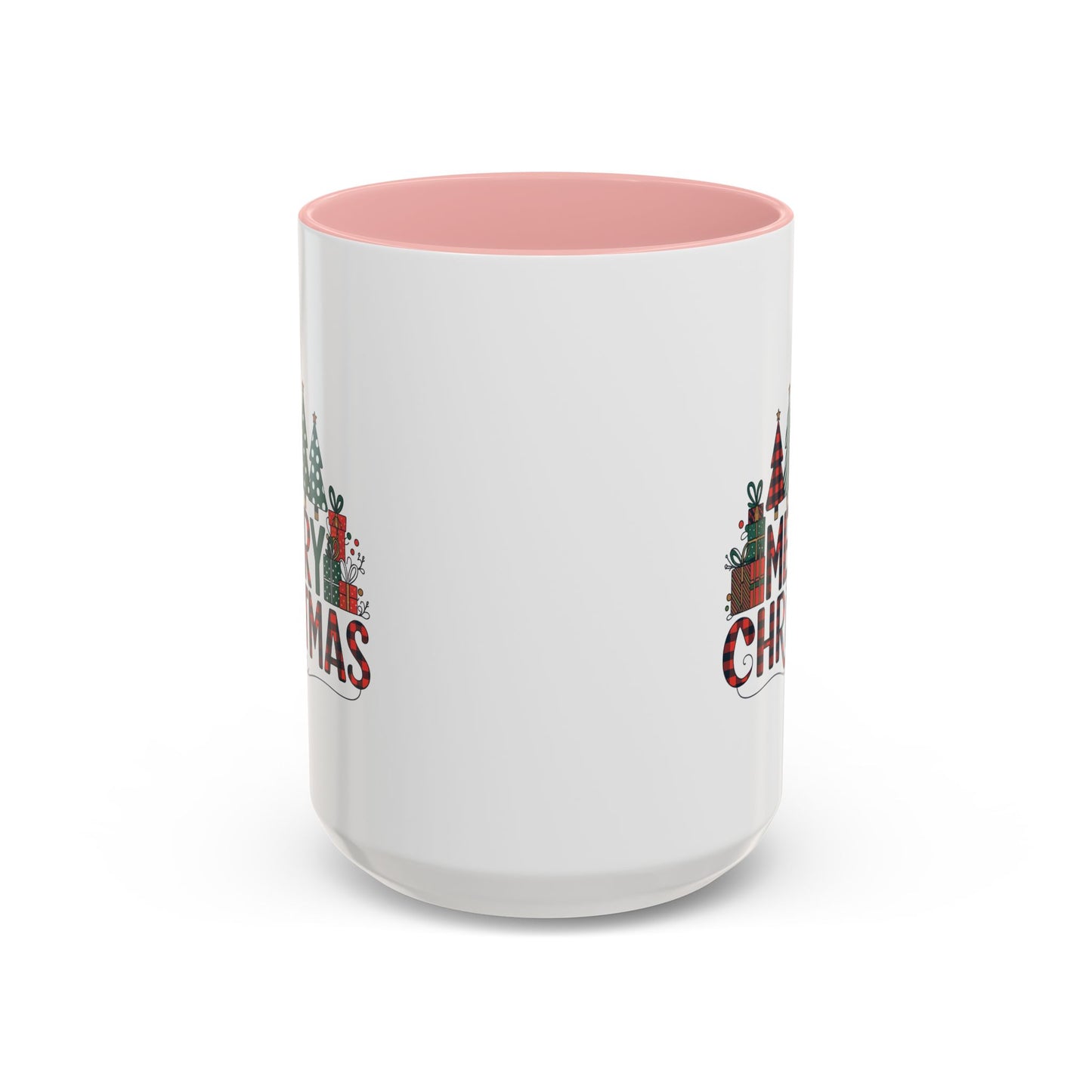 Christmas Mug - Merry Christmas Tartan Text Trees Presents