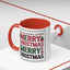 Christmas Mug - Merry Christmas Red Green & Black Text Trees Presents