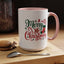 Christmas Mug - Merry Christmas Green & Red Text Star Candy Cane Stocking Snowflake
