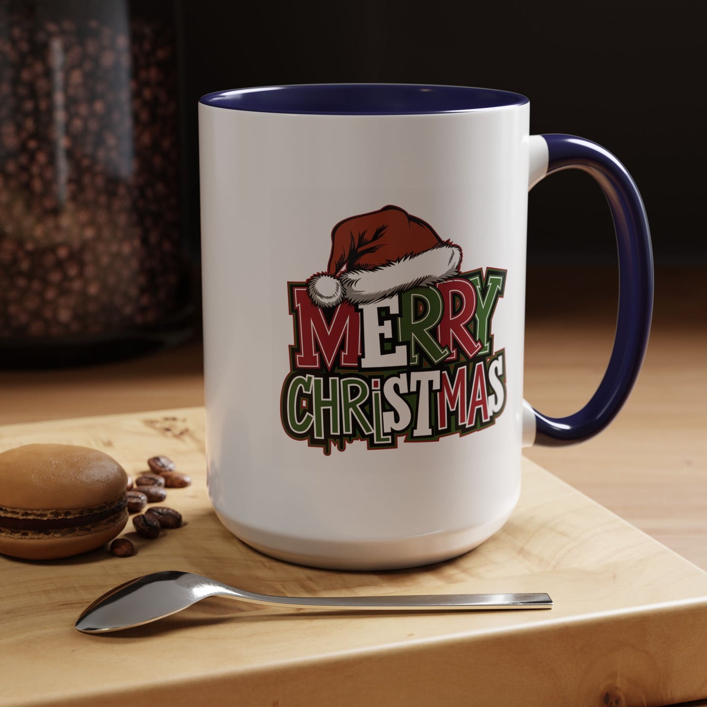 Christmas Mug - Merry Christmas Red Green & White Graffiti Hat
