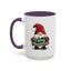 Christmas Mug - Merry Christmas White & Green Text Gnome Lights
