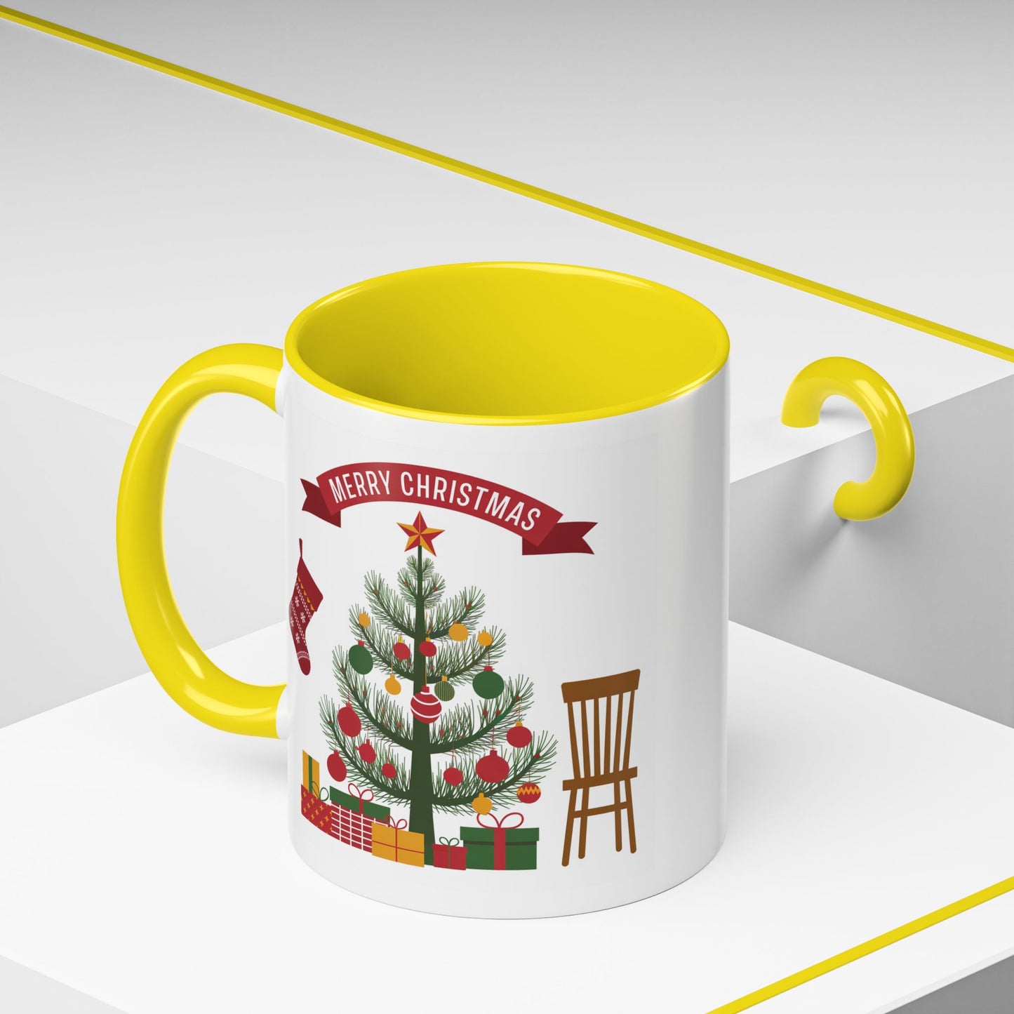 Christmas Mug - Merry Christmas Banner Tree Presents