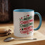 Christmas Mug - Merry Christmas Green & Red Text Trees Hearts Snowflakes Stars