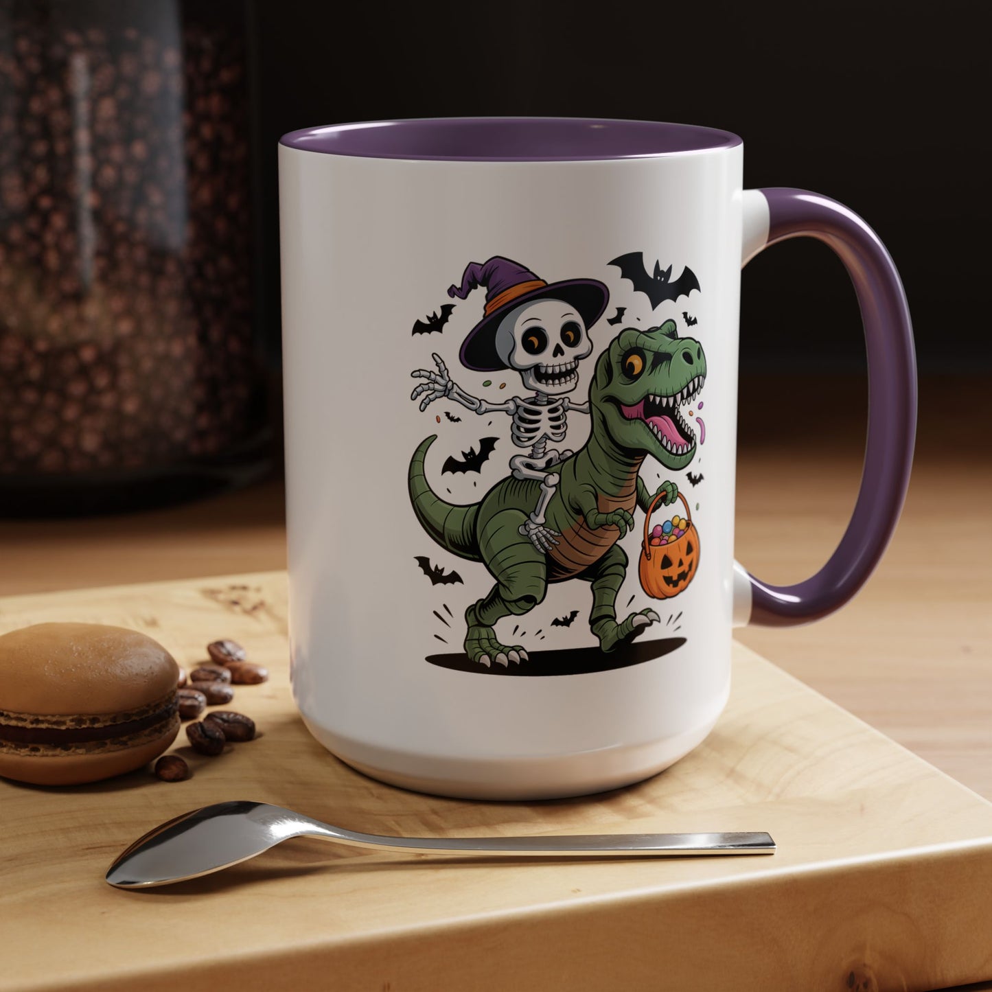 Halloween Mug - Skeleton Riding Dinosaur