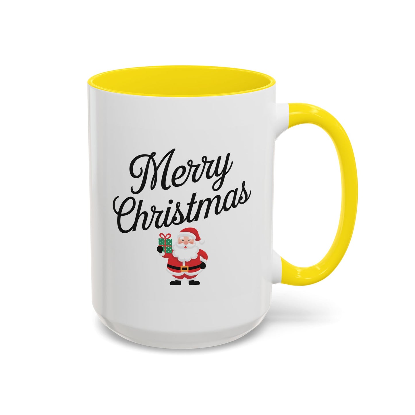 Christmas Mug - Merry Christmas Black Text Santa Present