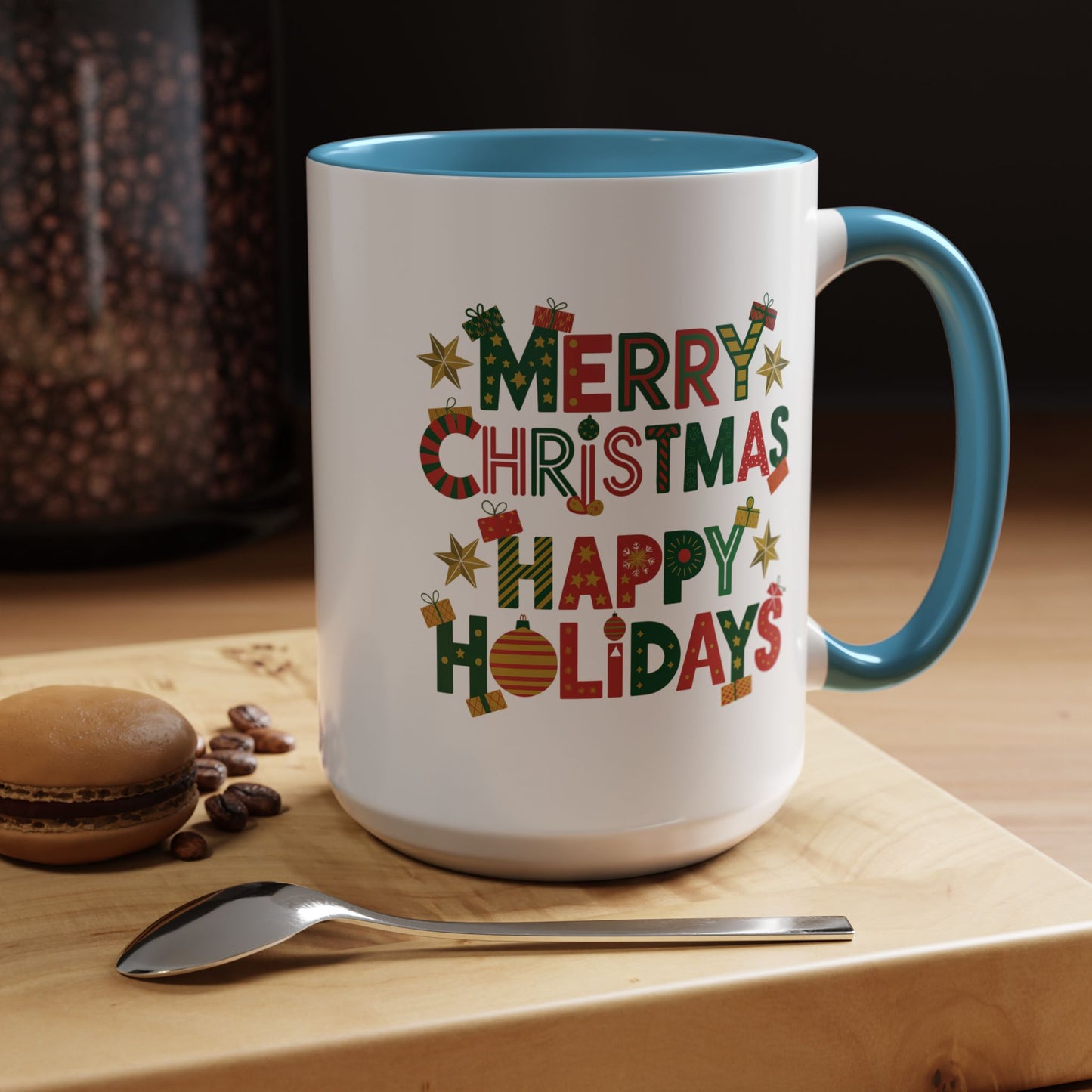 Christmas Mug - Merry Christmas Happy Holidays Decorative Text