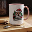 Christmas Mug - Merry Christmas White & Black Text Santa Trees Presents