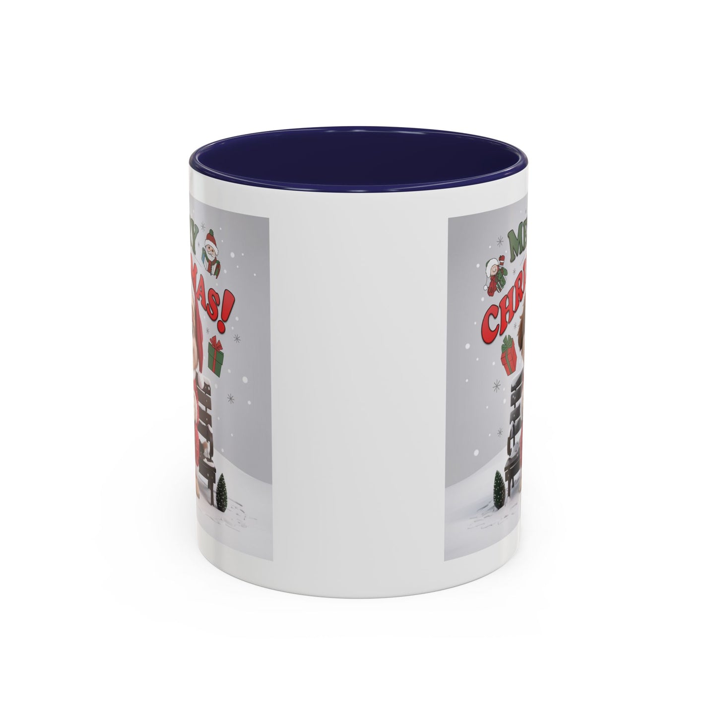 Christmas Mug - Merry Christmas Red Text Puppy Red Top