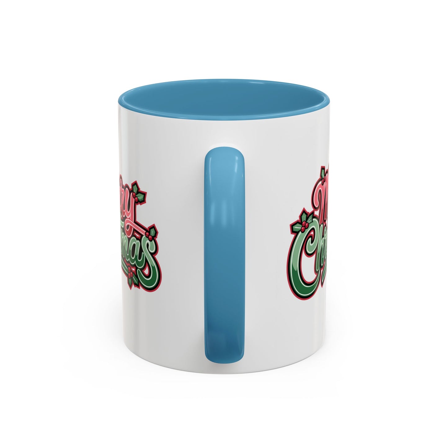 Christmas Mug - Merry Christmas Red & Green Text Mistletoe