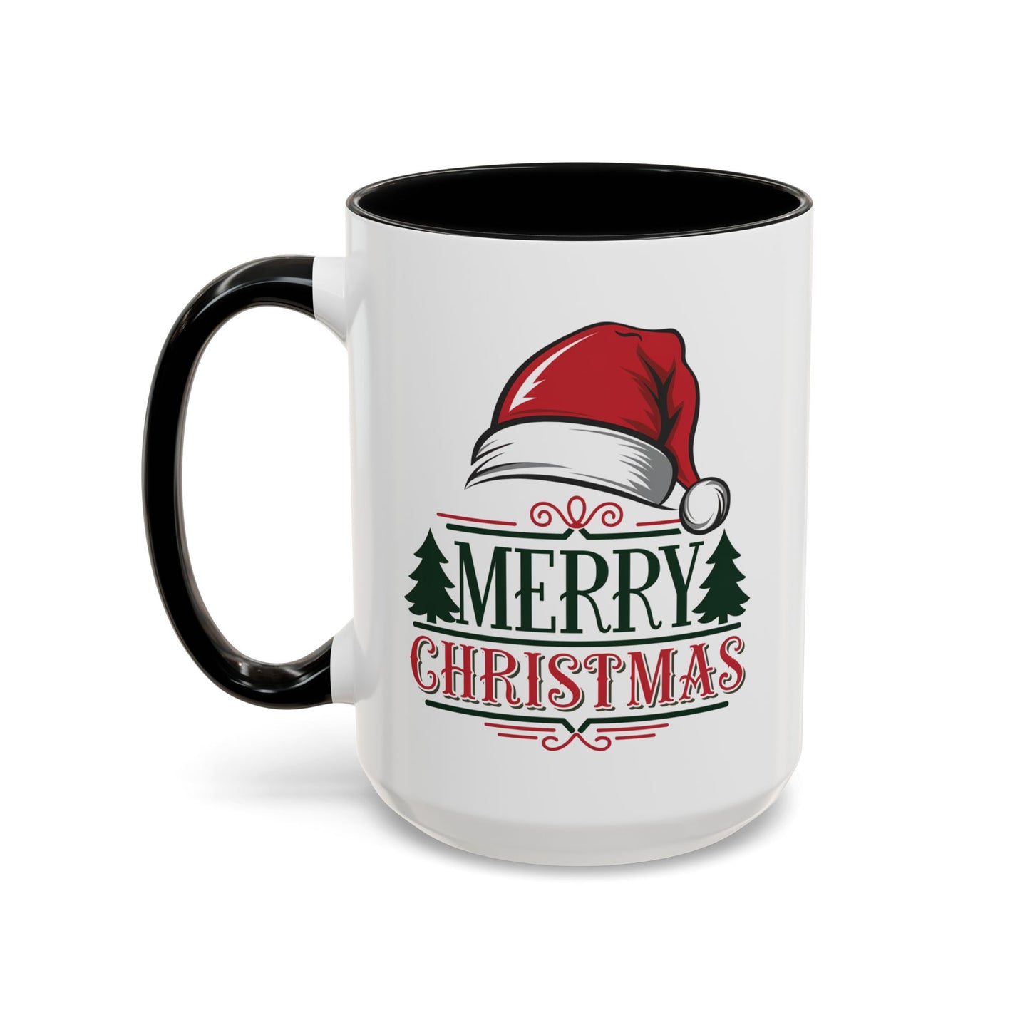 Christmas Mug - Merry Christmas Green & Red Text Red Hat
