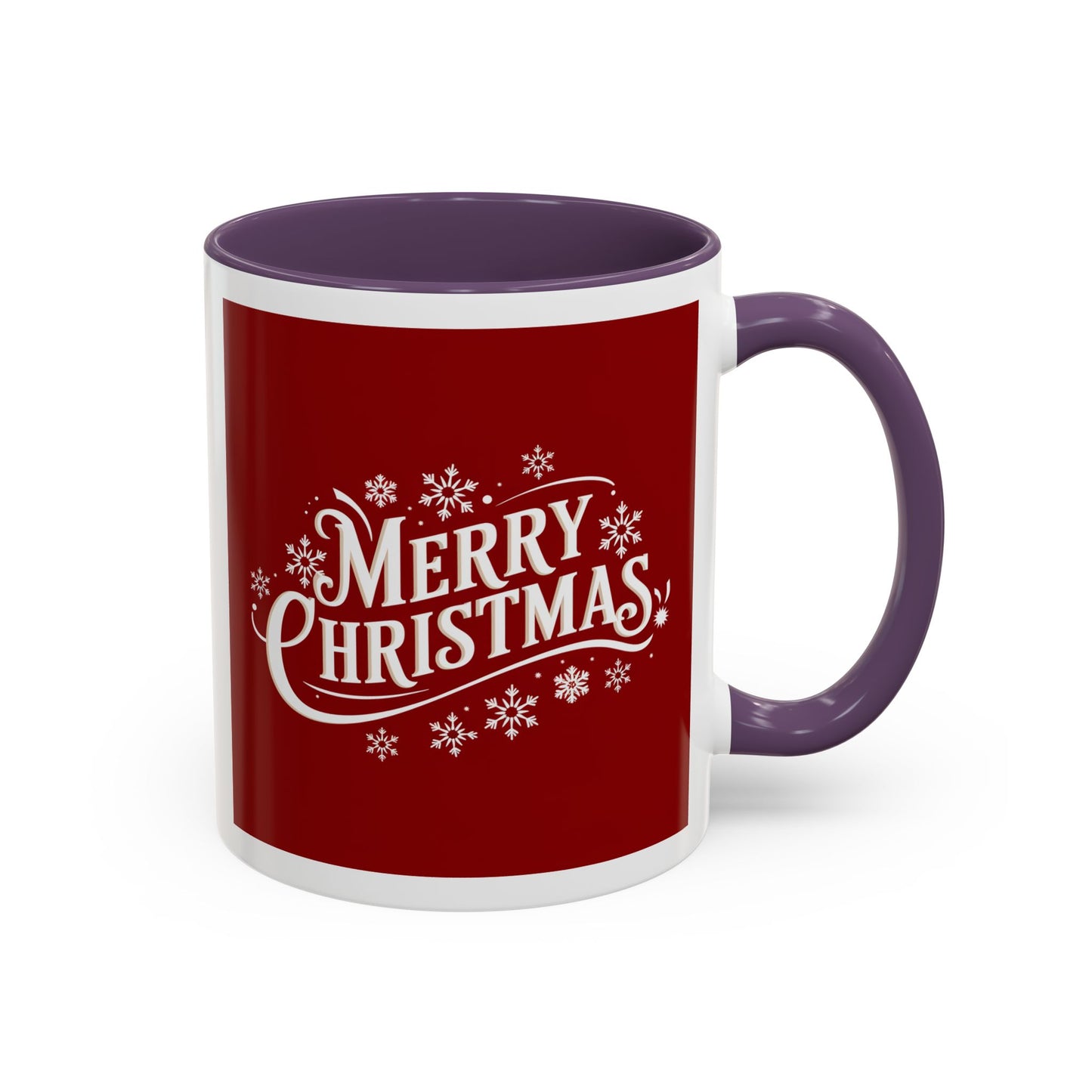 Christmas Mug - Merry Christmas White Text Maroon Background