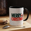 Christmas Mug - Merry Christmas Green & Red Text Santa Bag