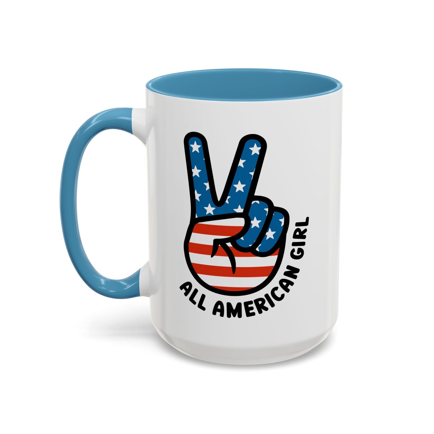 4th of July Mug - All American Girl Peace Sign