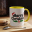 Christmas Mug - Merry Christmas Black Text Hat Candy Cane Mistletoe