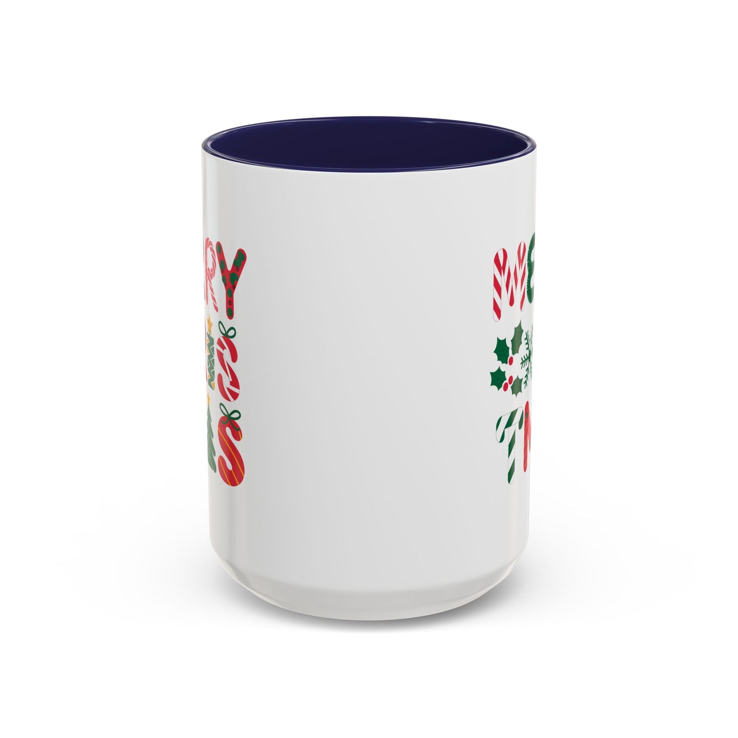 Christmas Mug - Merry Christmas Red Green & Gold Decorative Text