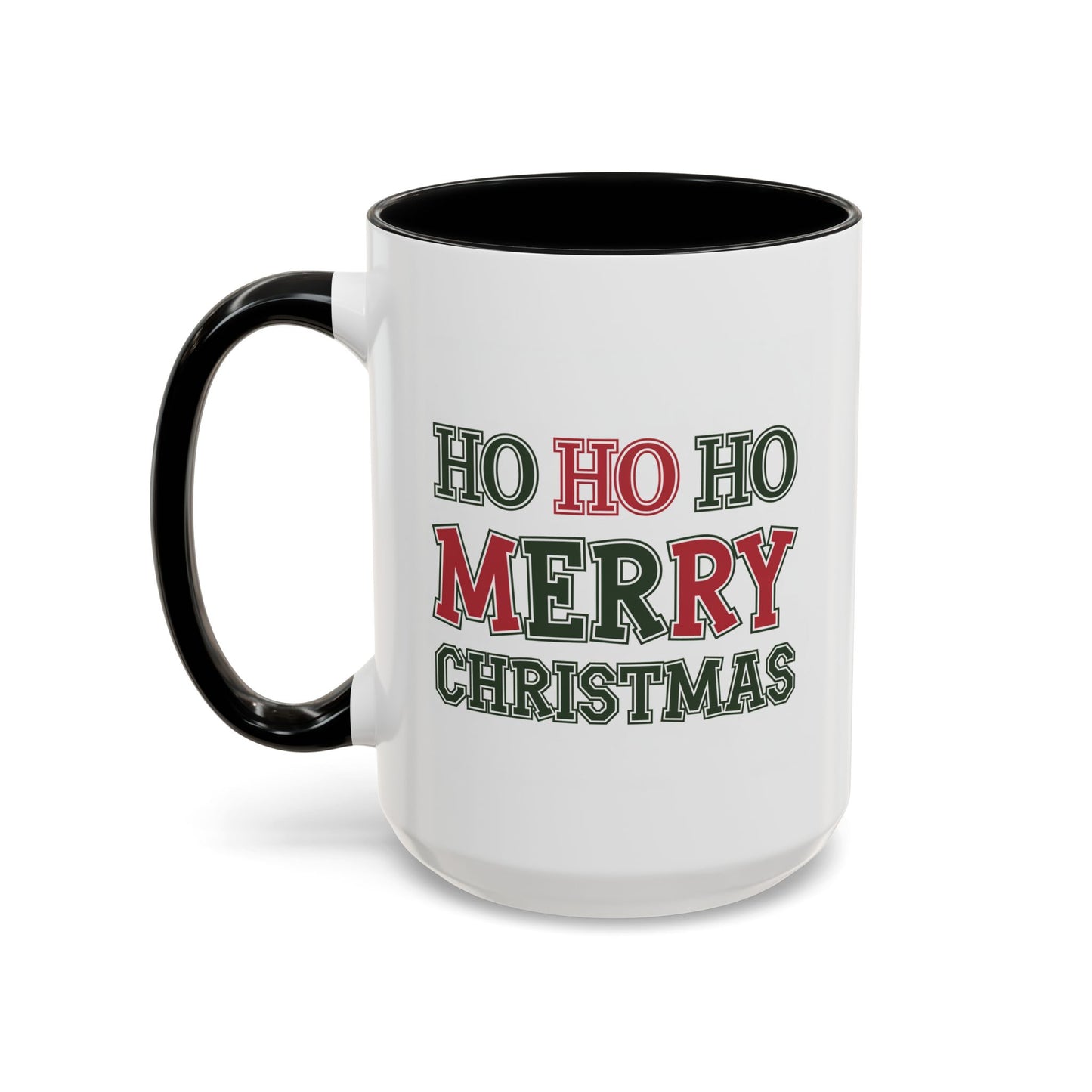 Christmas Mug - Ho Ho Ho Merry Christmas Green & Red Text 2