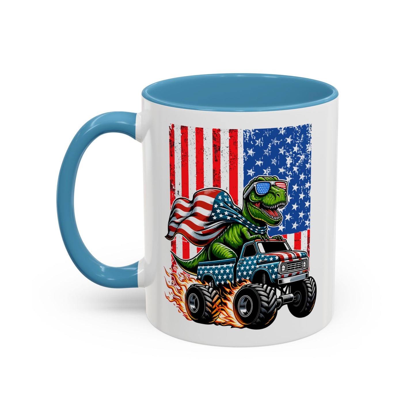 4th of July Mug - T Rex Riding Monster Truck
