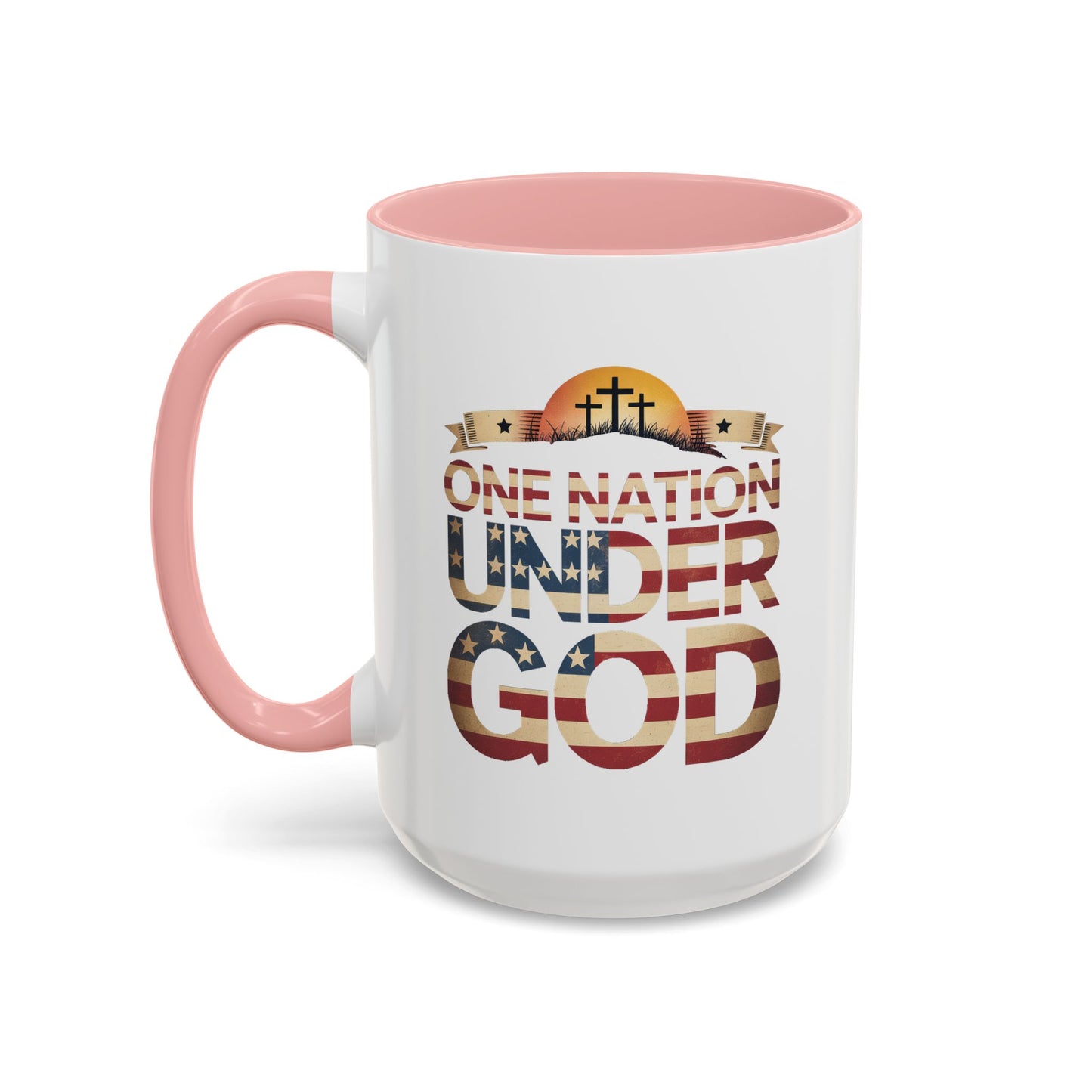 4th of July Mug - One Nation Under God Cross Flag