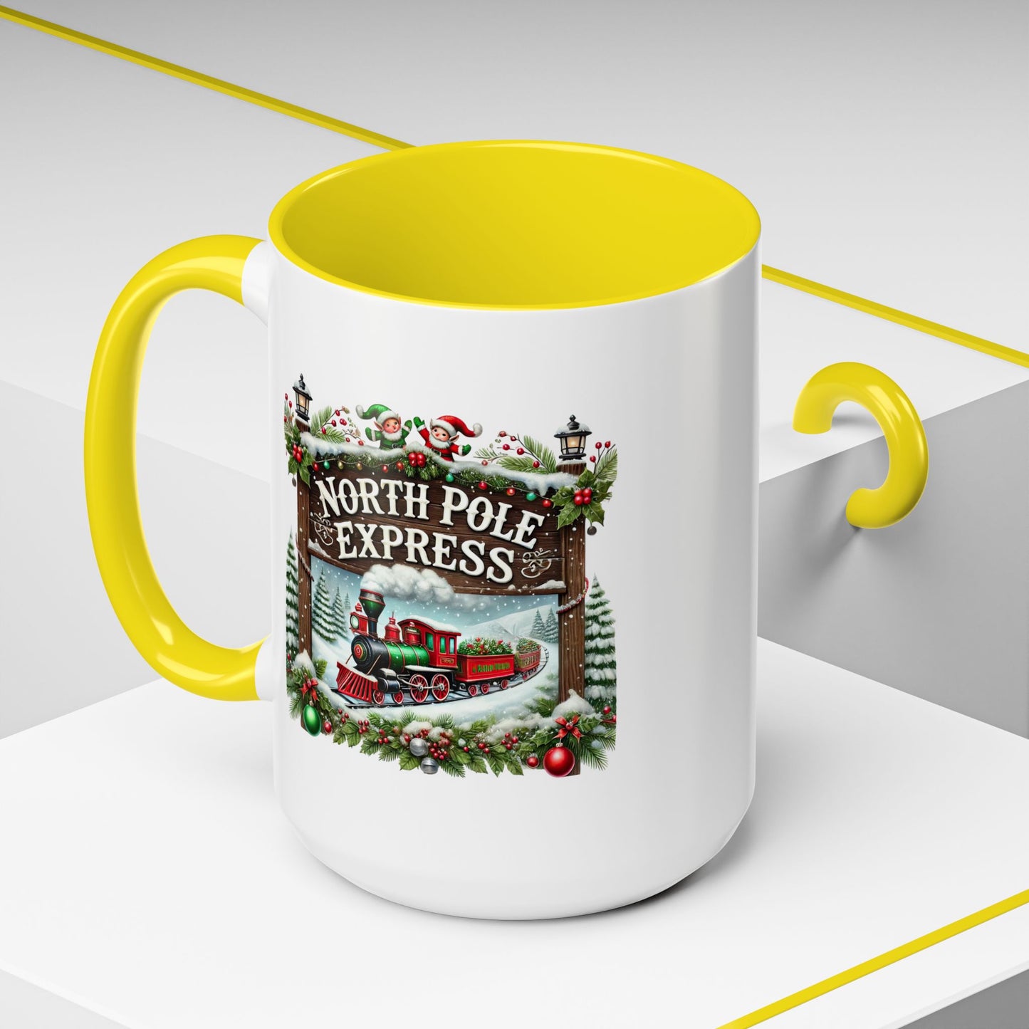 Christmas Mug - North Pole Express Steam Locomotive Decorations