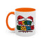 Christmas Mug - Merry Christmas Red Yellow & Blue Text Red Hats
