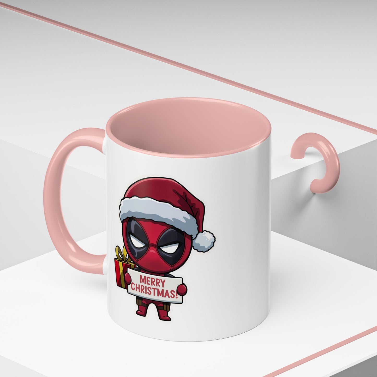 Christmas Mug - Merry Christmas Red Text Superhero