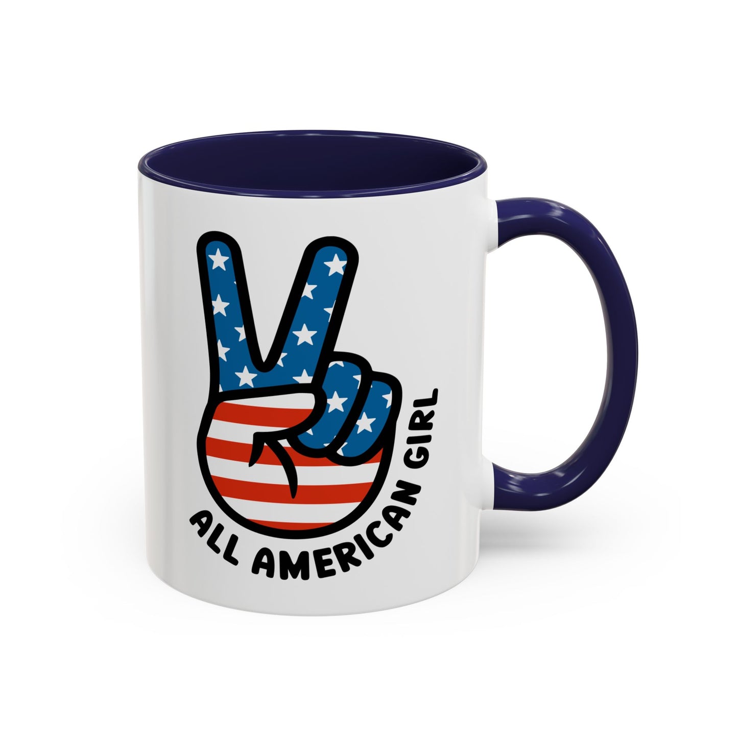 4th of July Mug - All American Girl Peace Sign