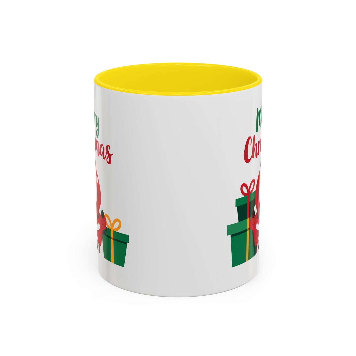 Christmas Mug - Merry Christmas Green & Red Text Santa Presents