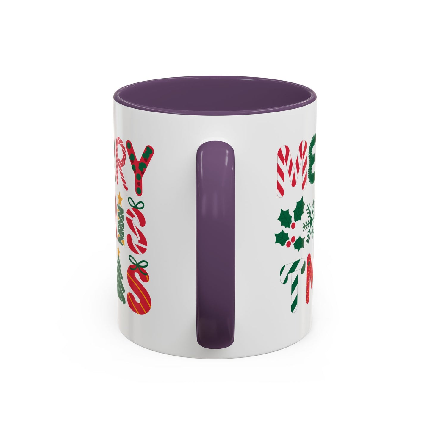 Christmas Mug - Merry Christmas Red Green & Gold Decorative Text