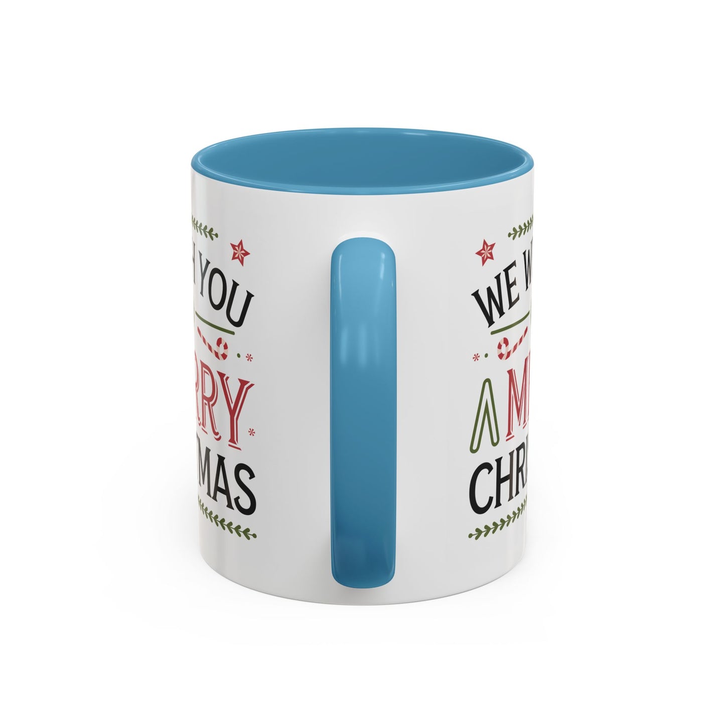 Christmas Mug - We Wish You a Merry Christmas Blue Green & Red Text