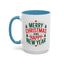 Christmas Mug - Merry Christmas and a Happy New Year Green & Red Text Trees Stars
