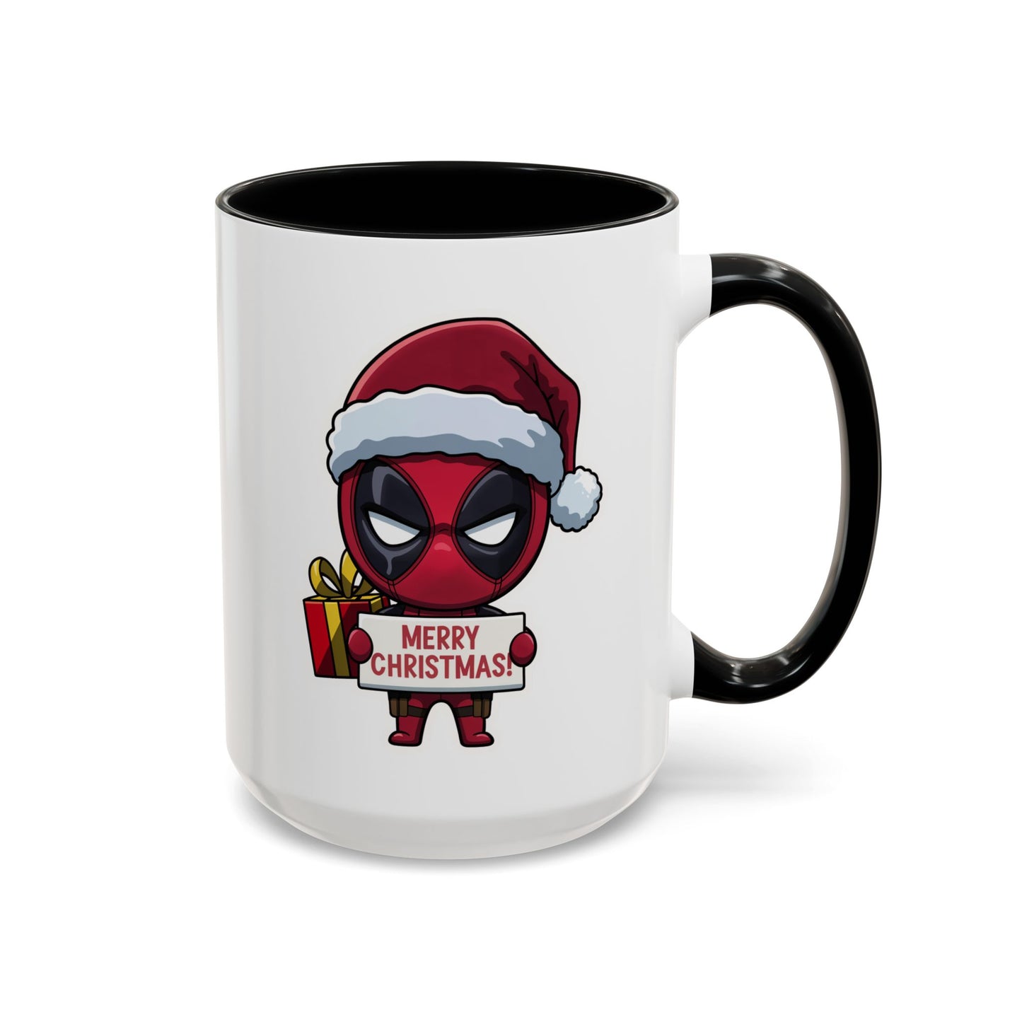 Christmas Mug - Merry Christmas Red Text Superhero