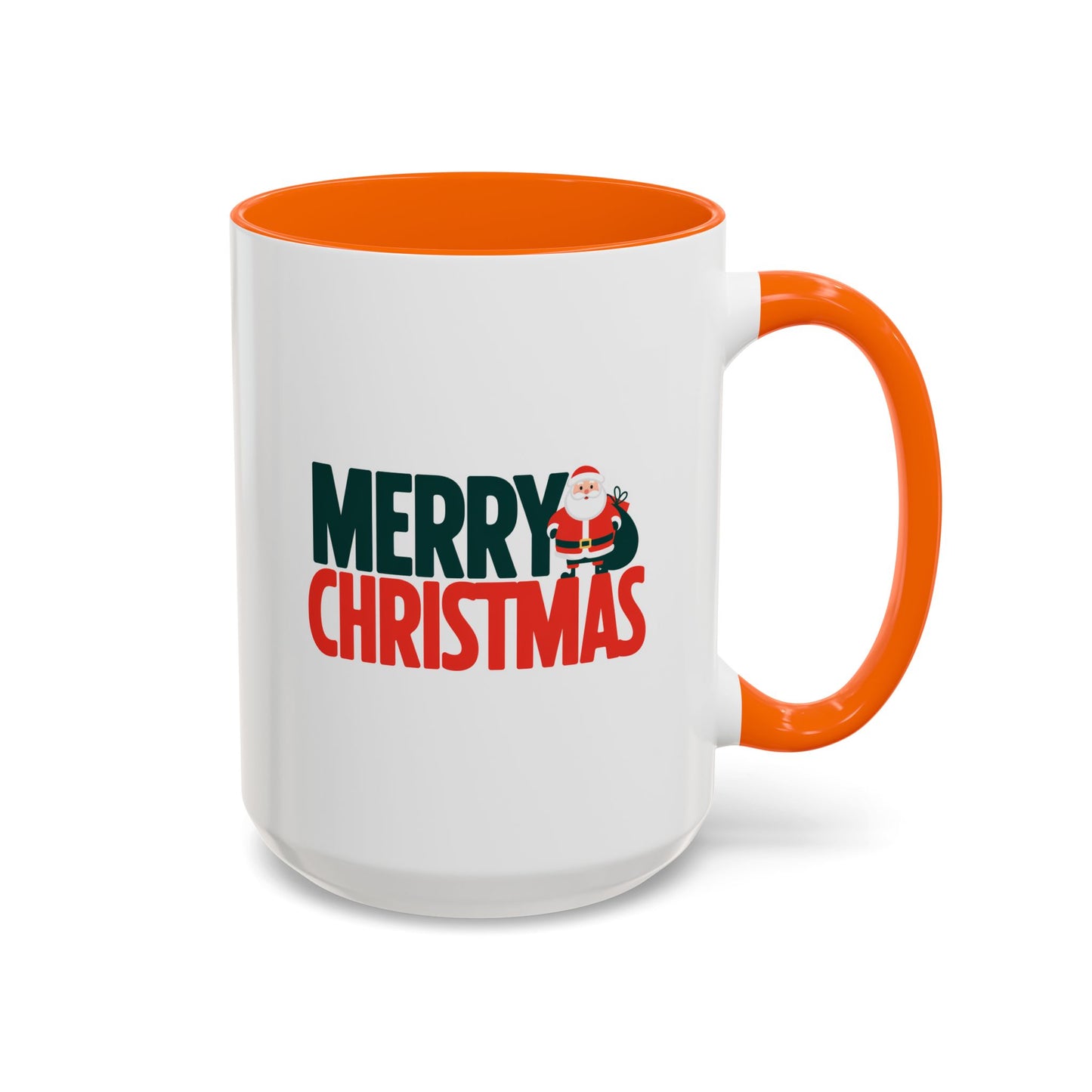 Christmas Mug - Merry Christmas Green & Red Text Santa Bag