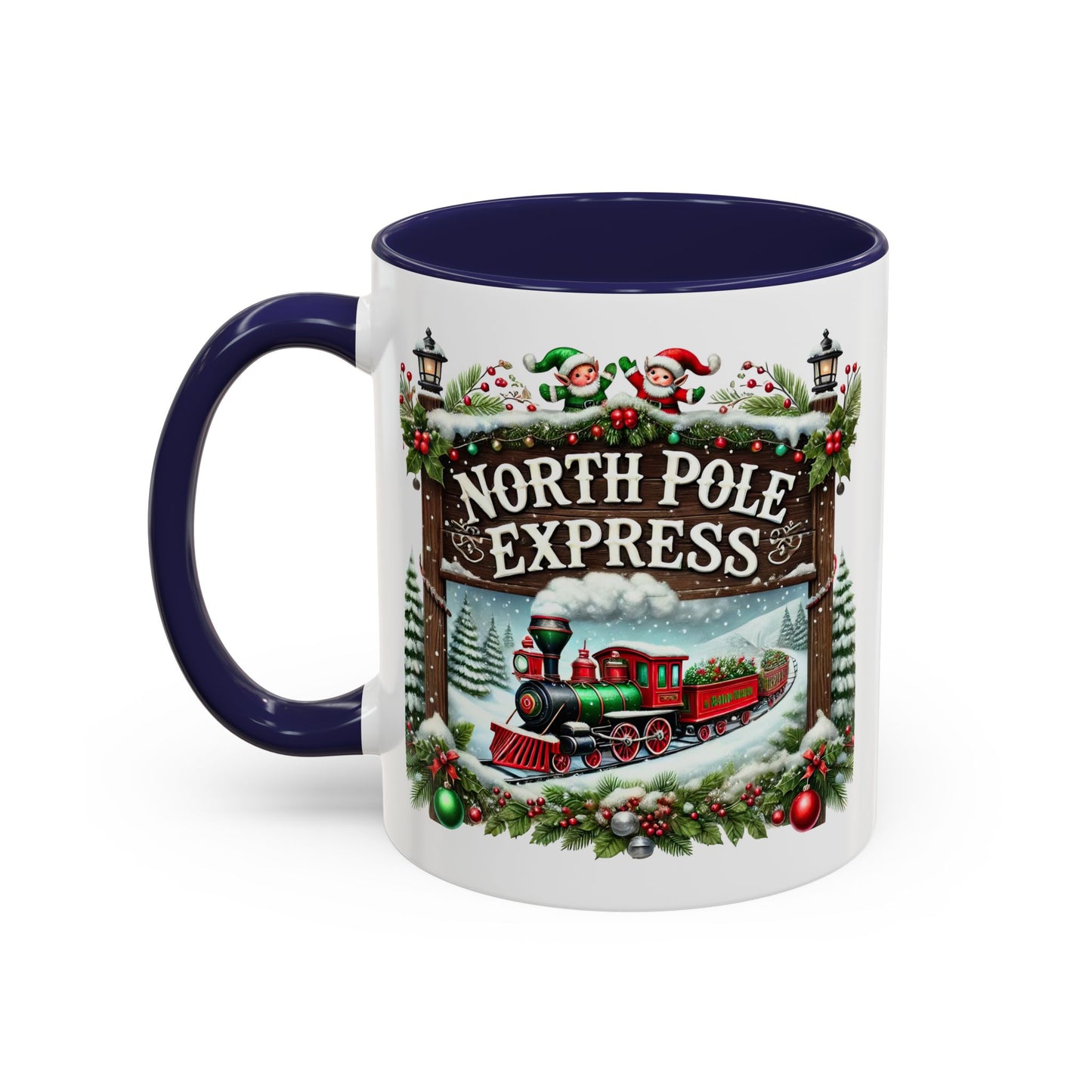 Christmas Mug - North Pole Express Steam Locomotive Decorations