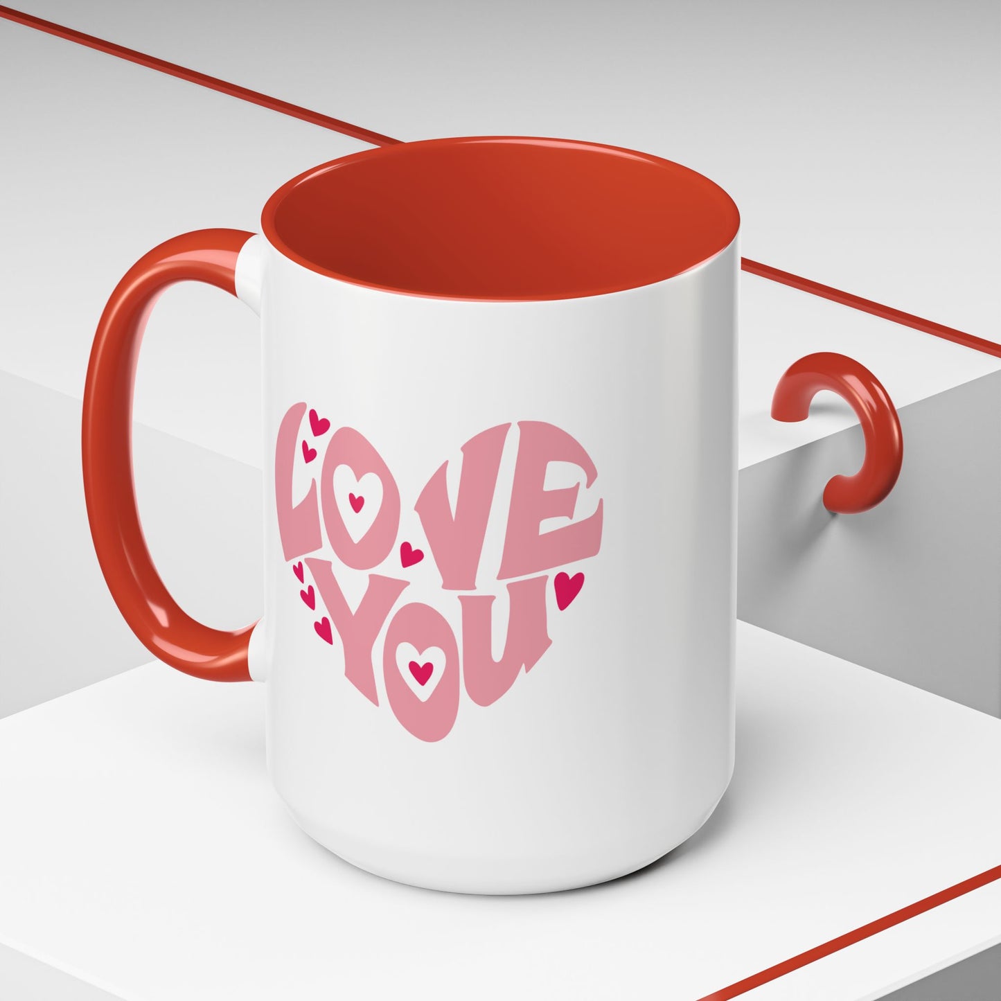 Valentine's Day Mug - Love You Heart Lettering