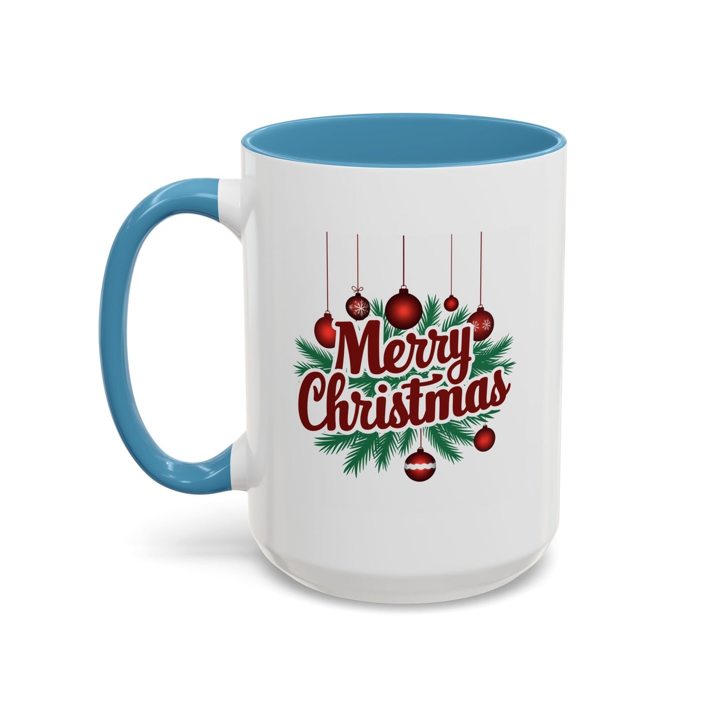 Christmas Mug - Merry Christmas Maroon Text Ornaments