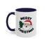 Christmas Mug - Merry Christmas Black Text Santa Tree