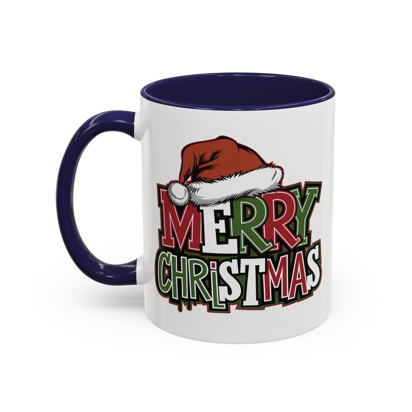 Christmas Mug - Merry Christmas Red Green & White Graffiti Hat