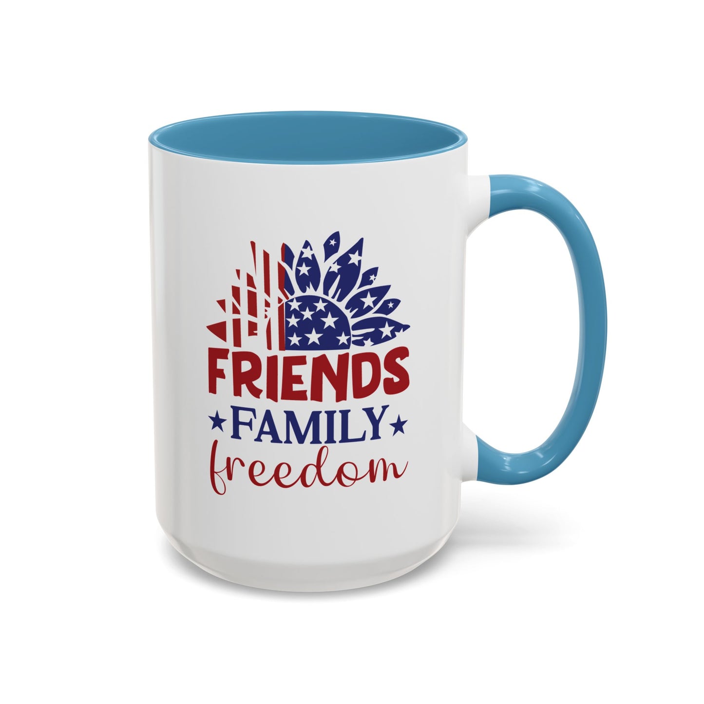 4th of July Mug - Friends Family Freedom Sunflower