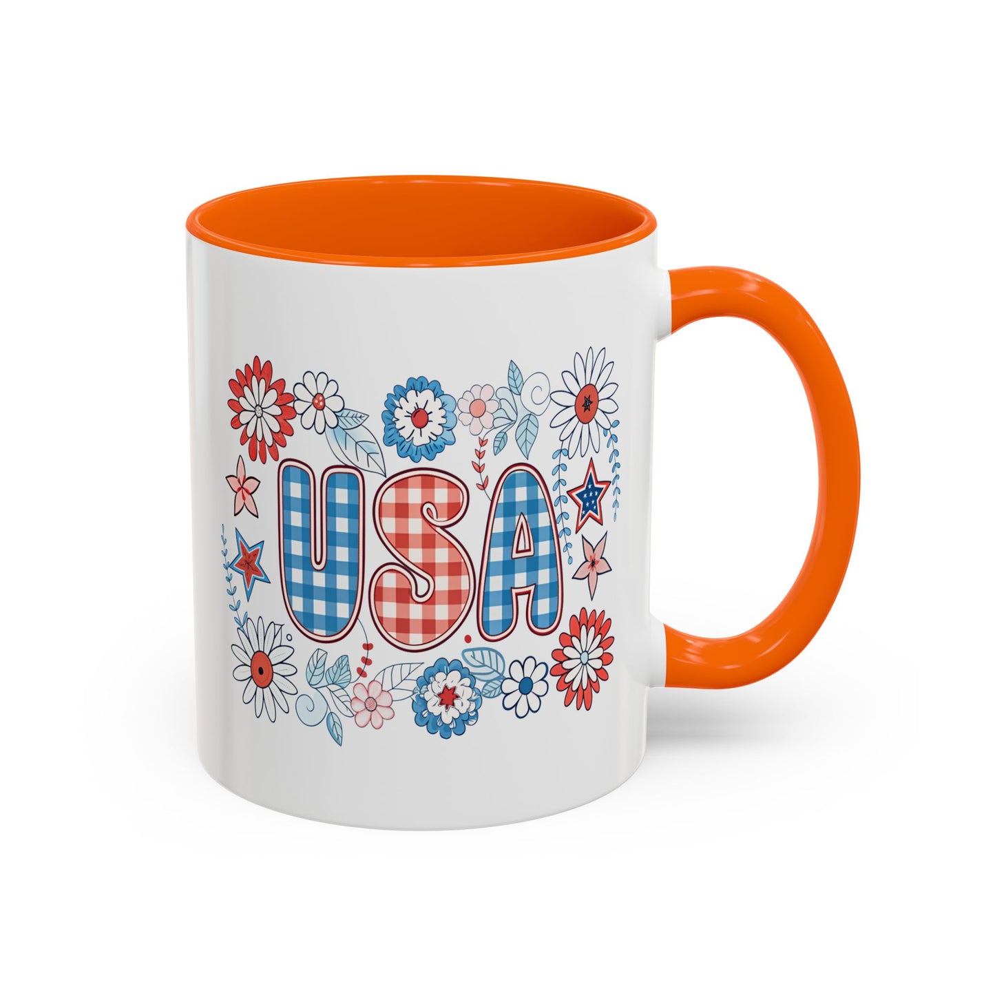 4th of July Mug - USA Preppy Floral