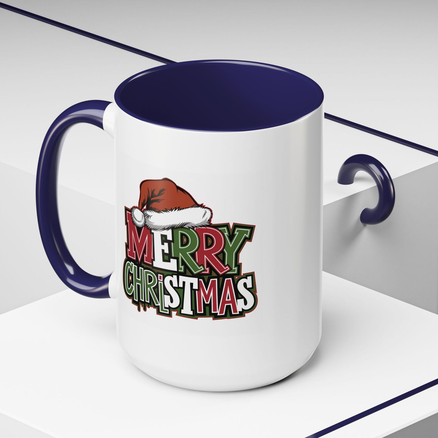 Christmas Mug - Merry Christmas Red Green & White Graffiti Hat