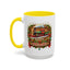 Christmas Mug - Happy Holidays White & Red Text Steam Locomotive