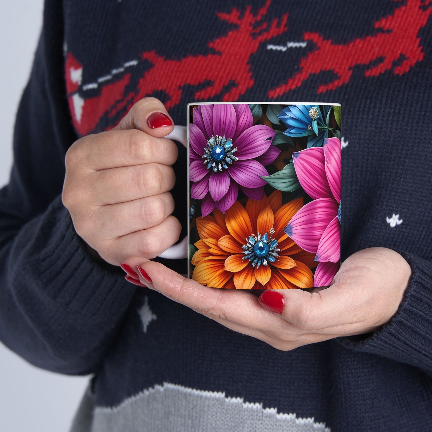 Artistic Mug - Diamond Flowers