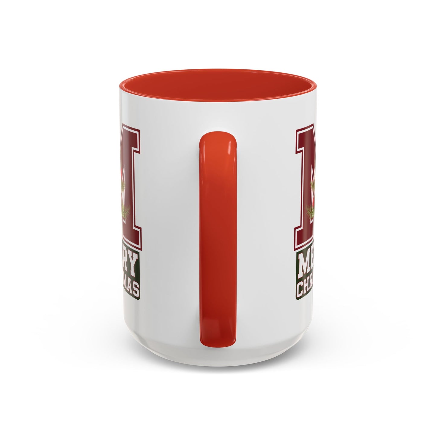 Christmas Mug - Merry Christmas White Green & Red College Text