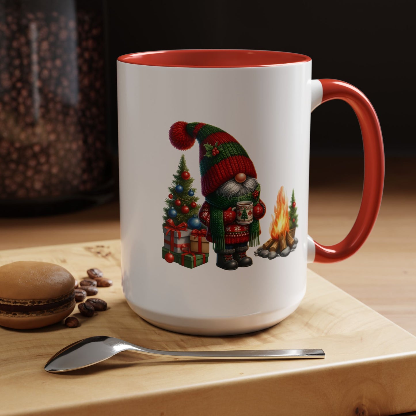 Christmas Mug - Gnome Presents and Fire