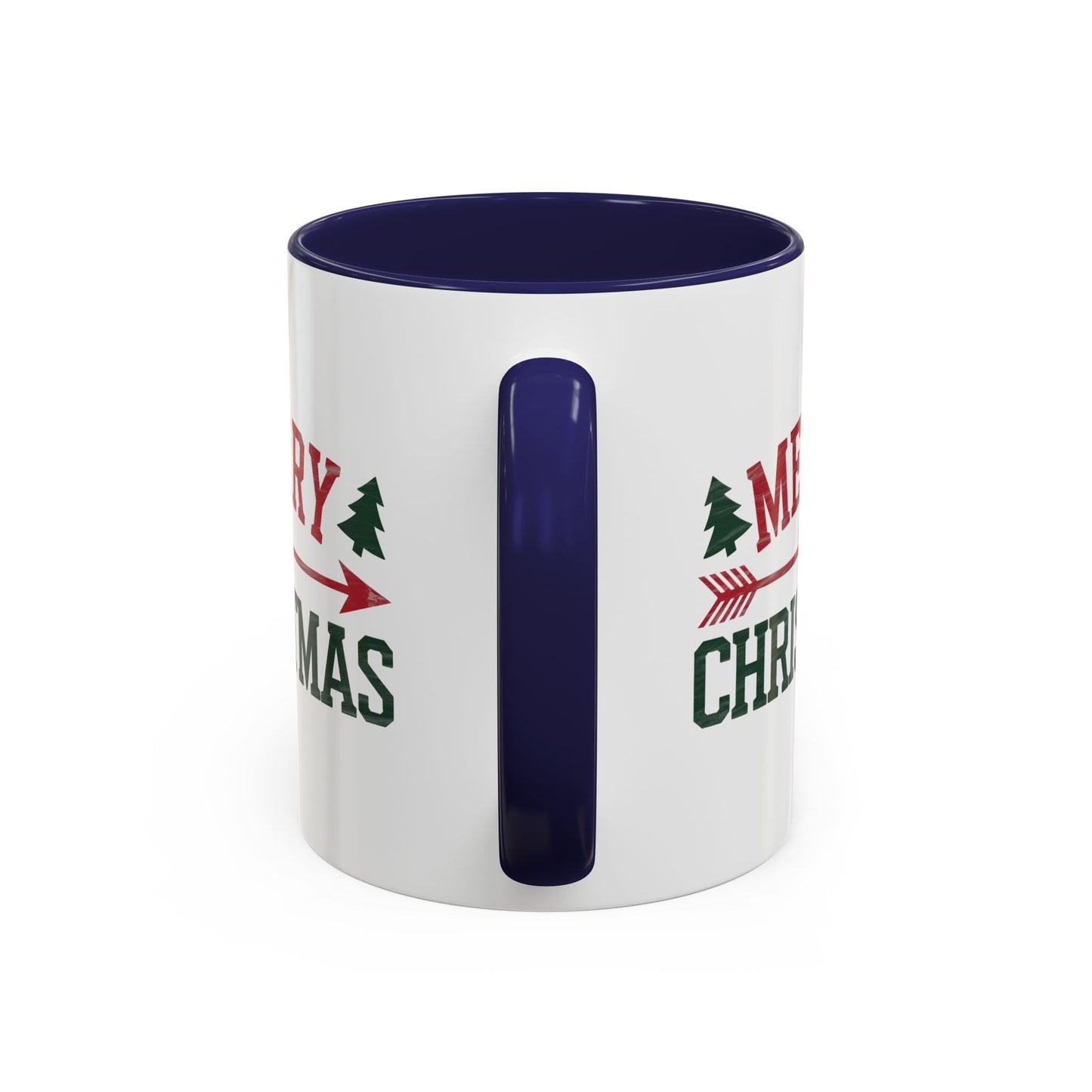 Christmas Mug - Merry Christmas Red & Green Text Heart Arrow Trees