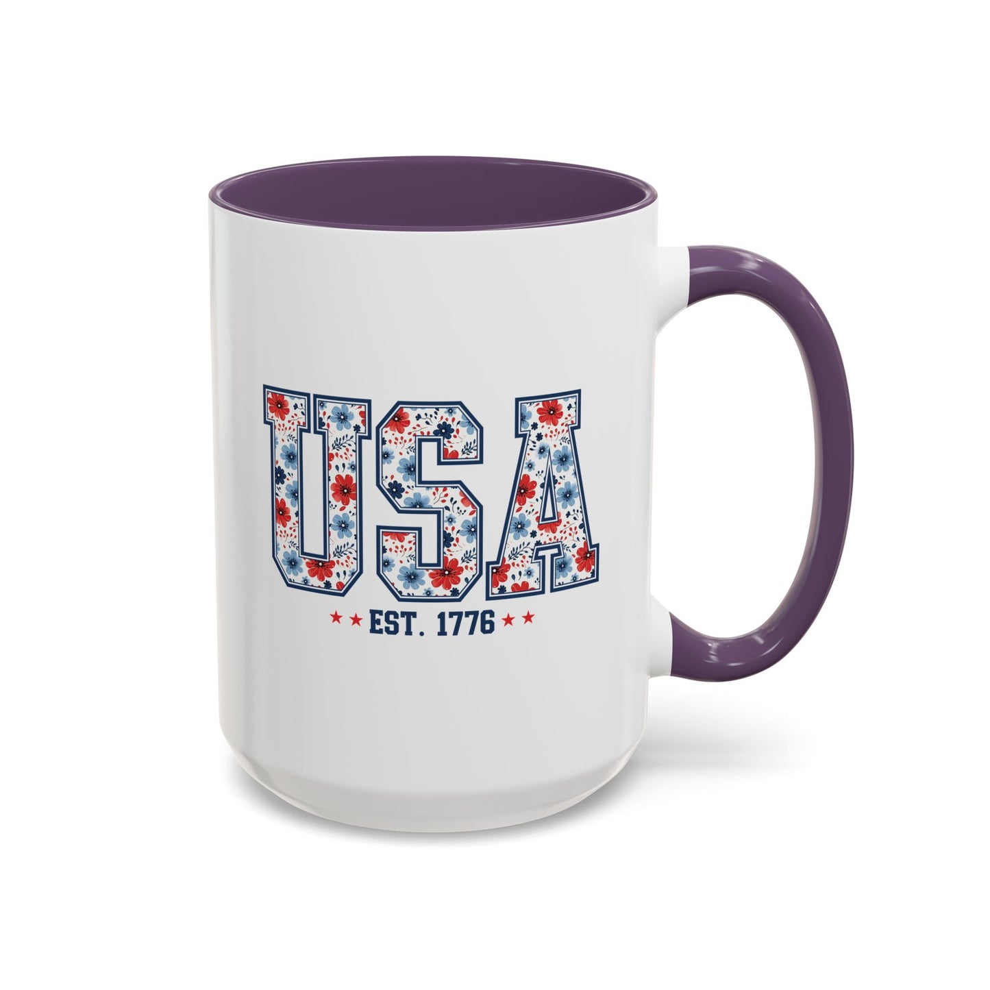 4th of July Mug - USA EST 1776 Floral
